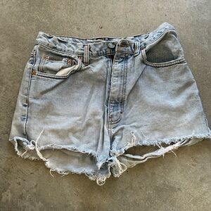 Calvin Klein Blue Jean Shorts Distressed Cut-Off Hem
